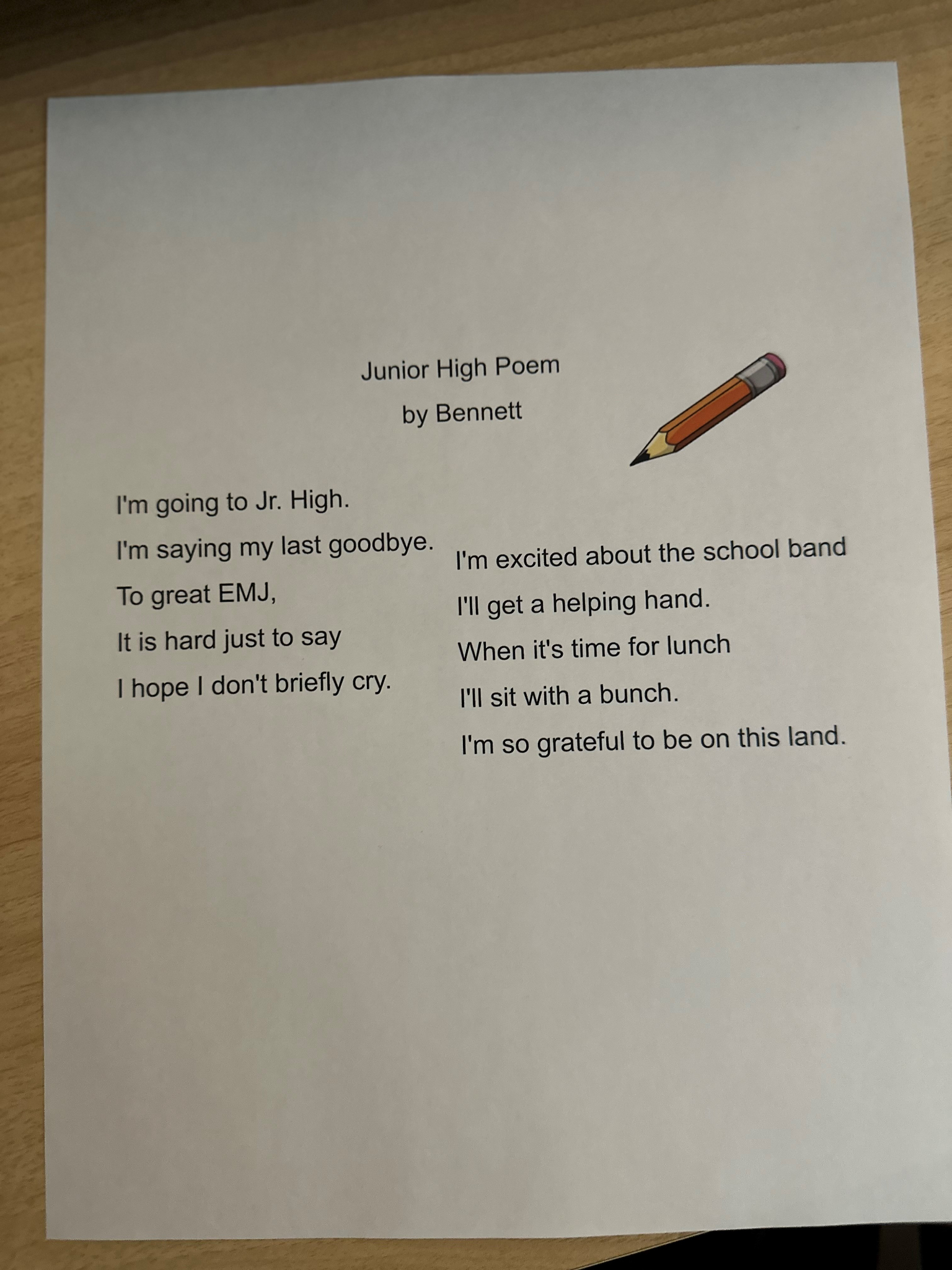 Bennett Poem June 2024